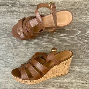 Franco Sarto brown wedge sandals size 7